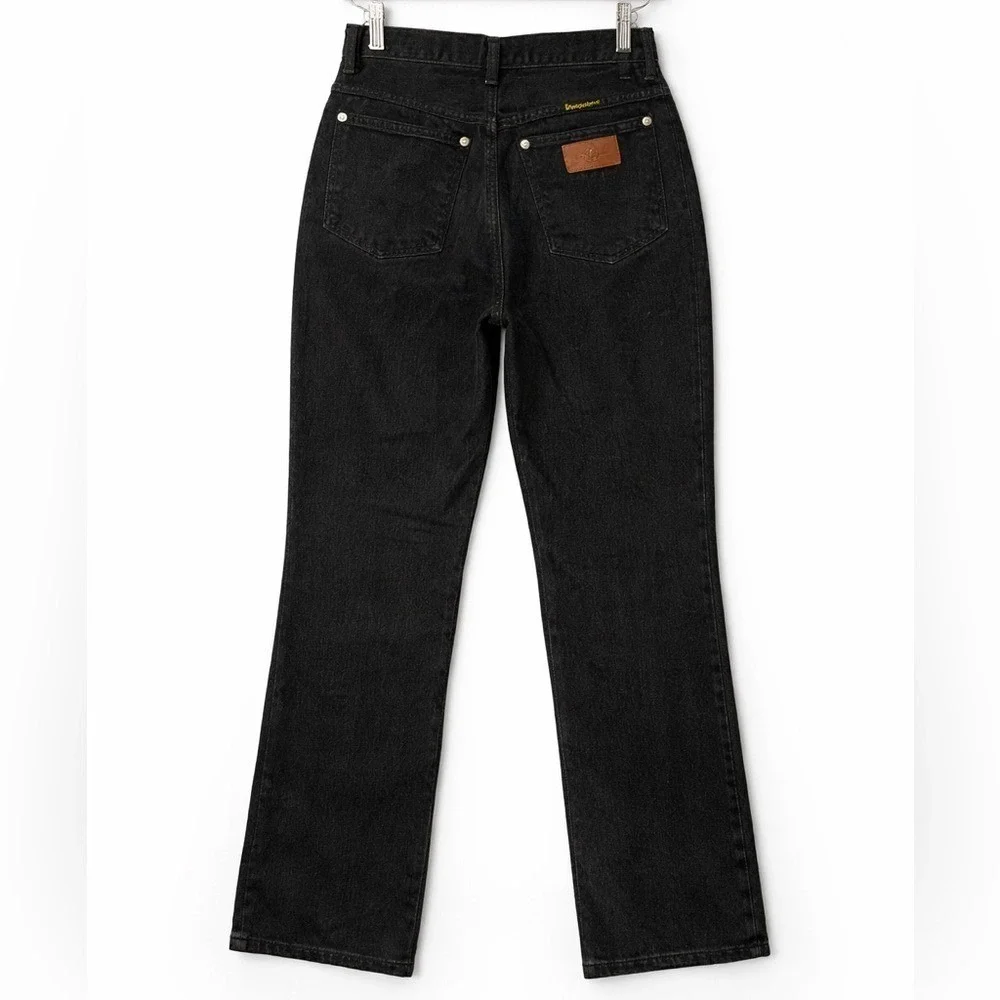 Vintage Lady Wrangler Black High Waisted Jeans 28/4 Straight Leg Western USA - Picture 6 of 15